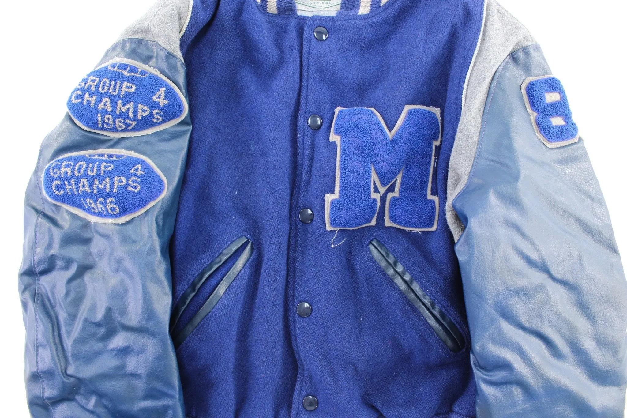 80's Naugalite Blue & Grey Varsity Letterman Jacket