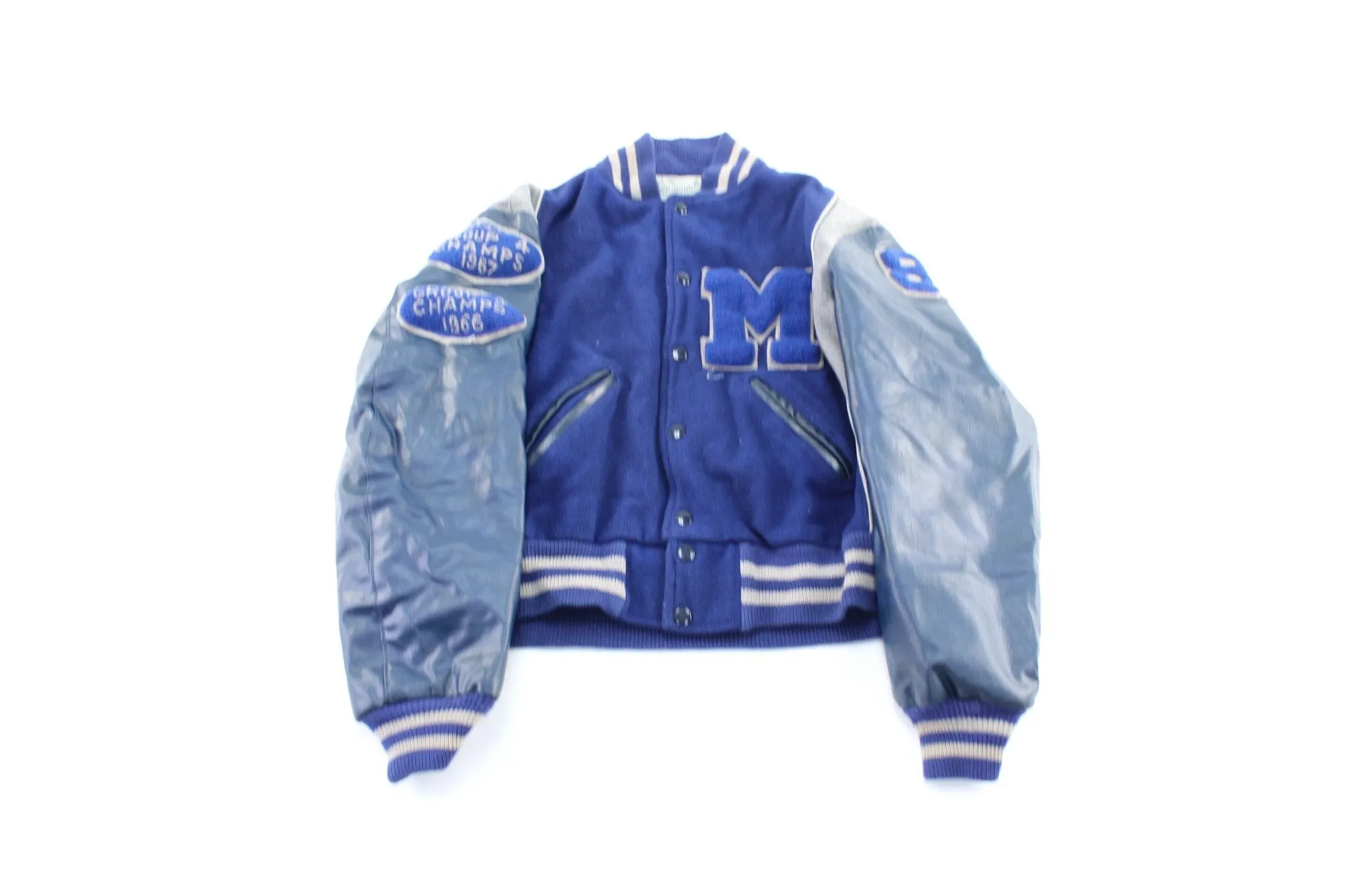 80's Naugalite Blue & Grey Varsity Letterman Jacket