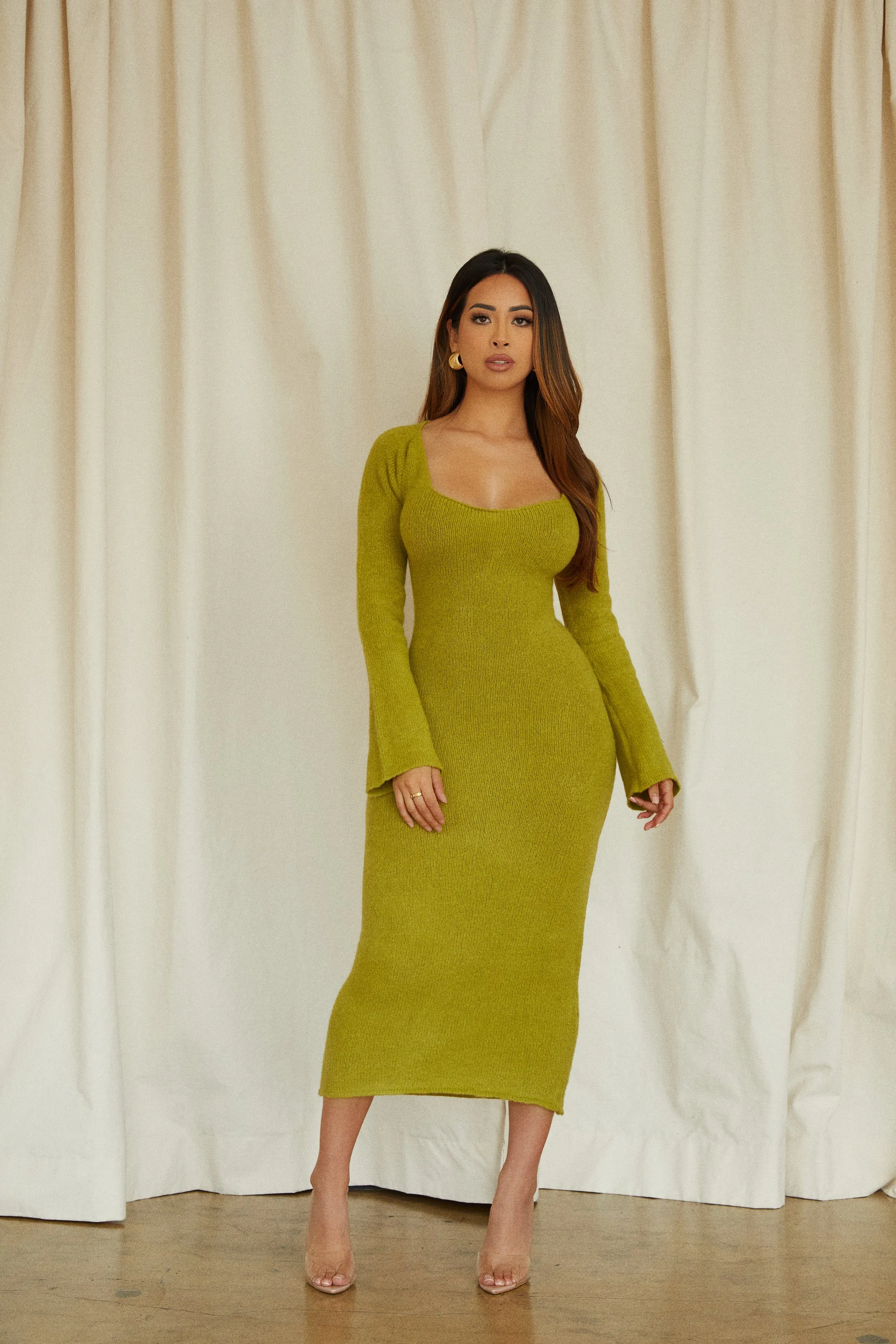 Andrea Long Sleeve Maxi Dress - Green