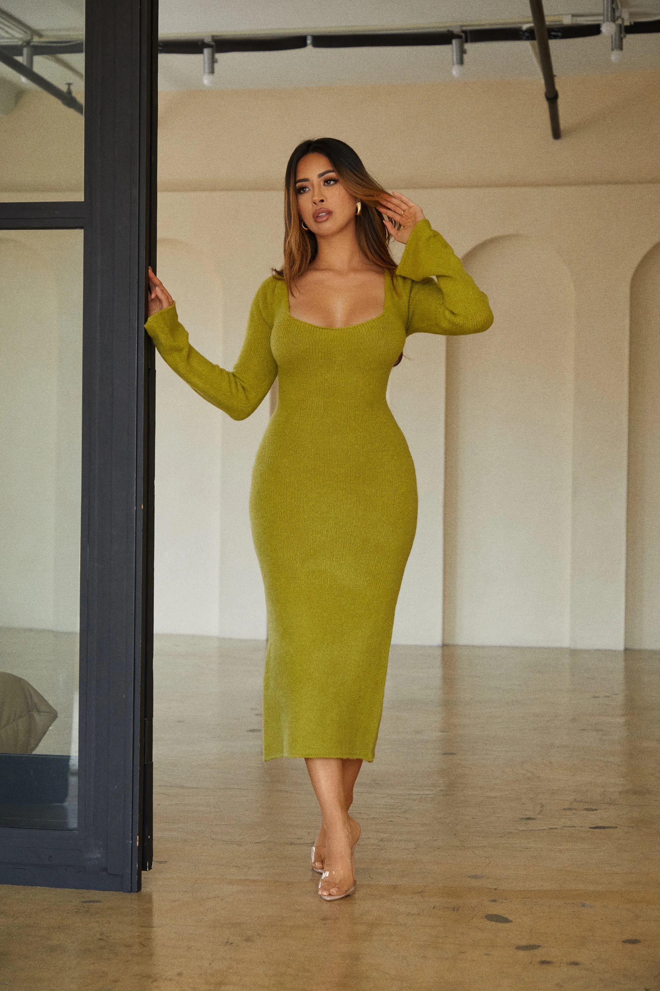 Andrea Long Sleeve Maxi Dress - Green