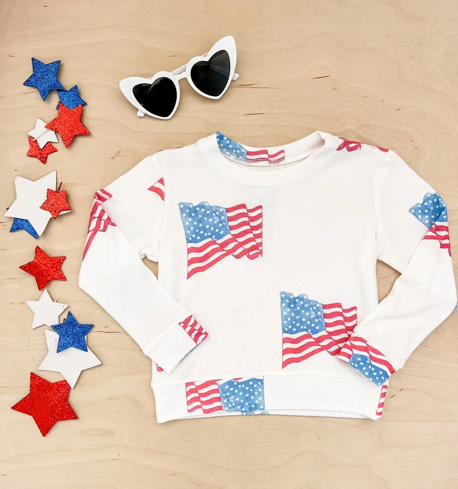 Brokedown Clothing Kid's American Flag Sweatshirt