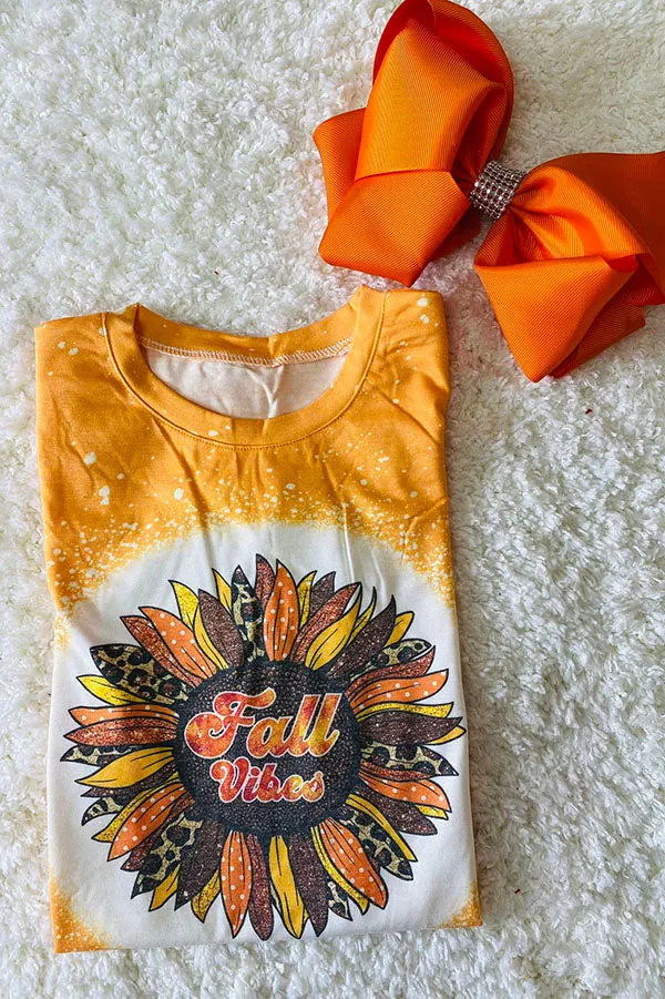 DLH2589 Fall Vibes & sunflower prints yellow girls top wholesale