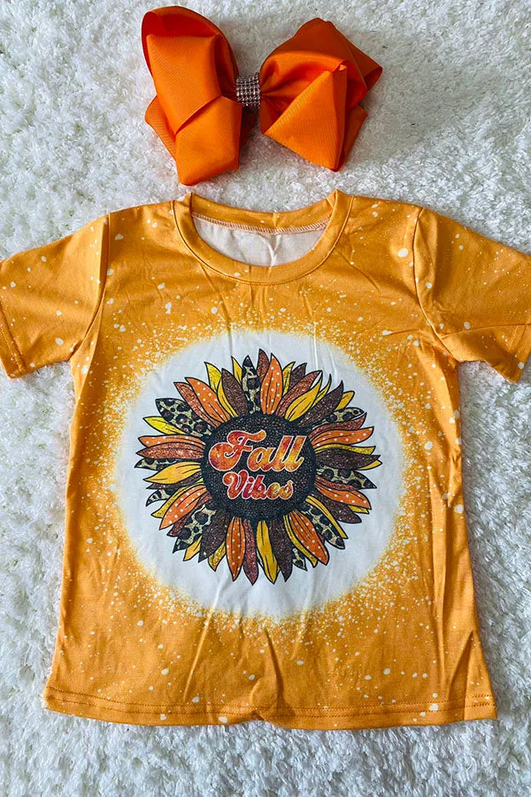 DLH2589 Fall Vibes & sunflower prints yellow girls top wholesale