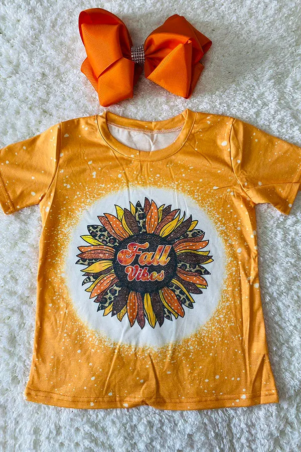 DLH2589 Fall Vibes & sunflower prints yellow girls top wholesale