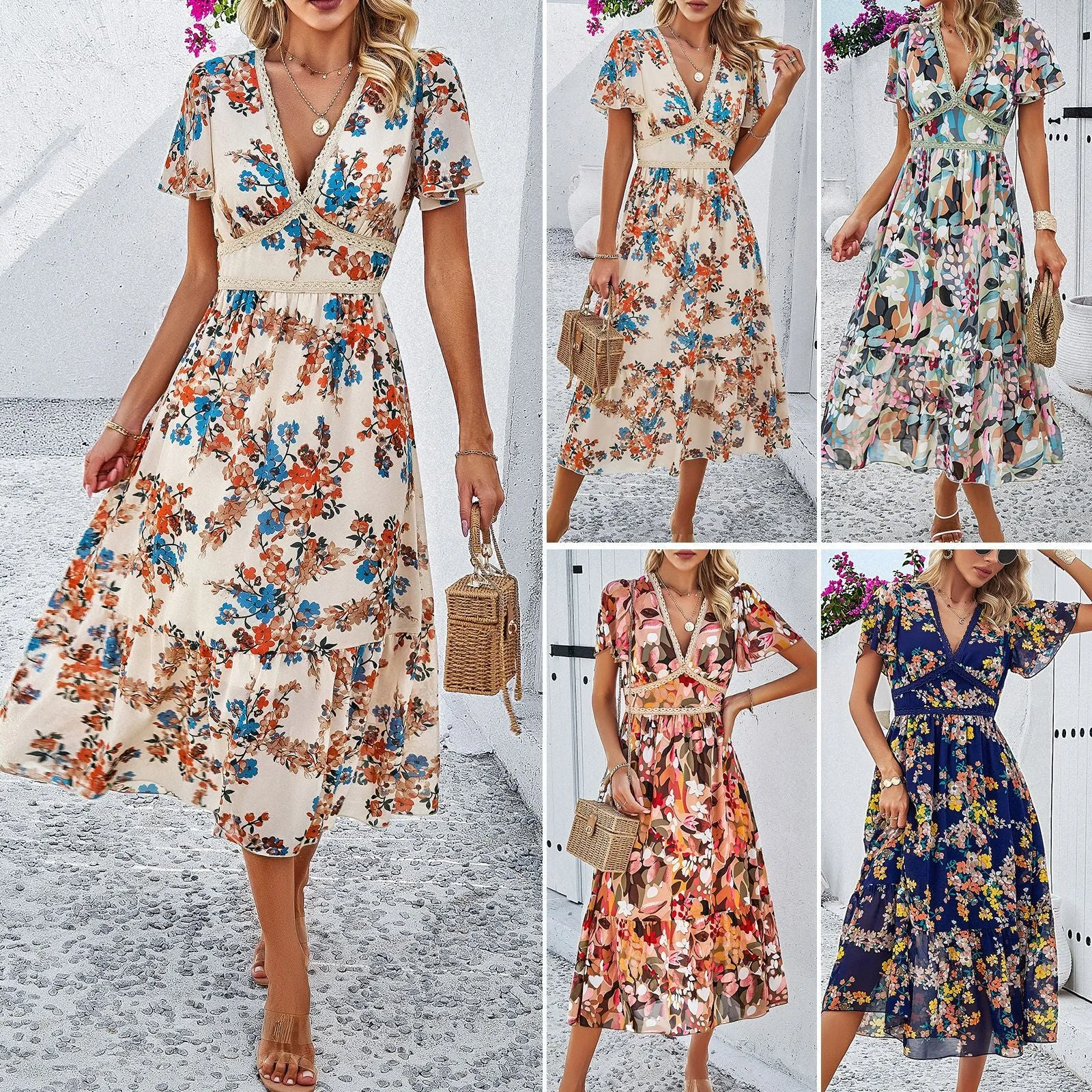 Women's Clothing Holiday Floral Print Dress